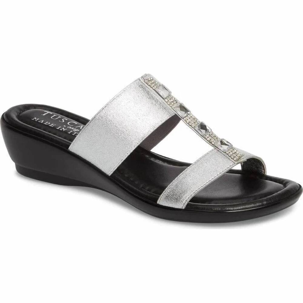 NEW EASY STREET women's elba slide sandals in silver